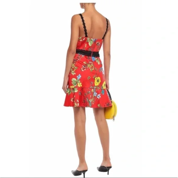 Alice and Olivia Kirby Lace-Trim Ruffled Floral Dress